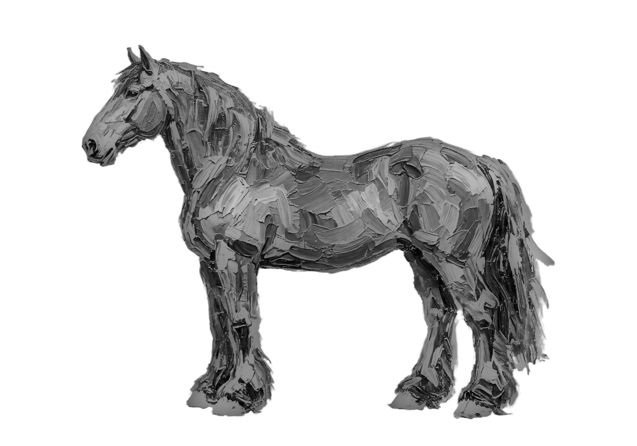 Side view of a Clydesdale mare, Bay from E/e A/a n/n g/g. Wide blaze, front socks, hind stockings, white spotting modifier w20. Dark brown eyes.