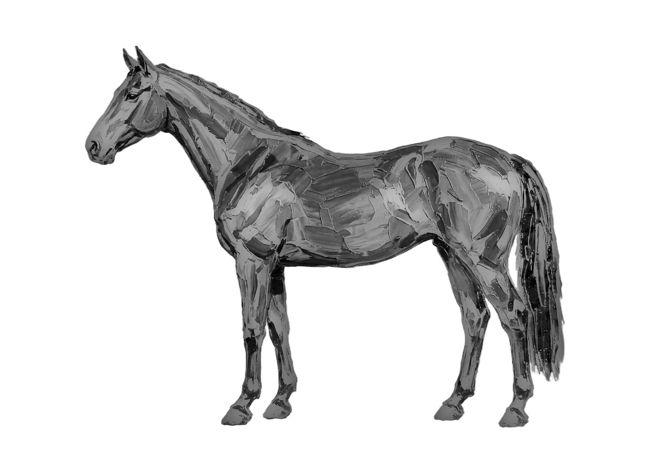 Side view of a American Warmblood mare, Chestnut from e/e A/a n/n g/g. Blaze, front socks, hind stockings, tobiano. Dark brown eyes.